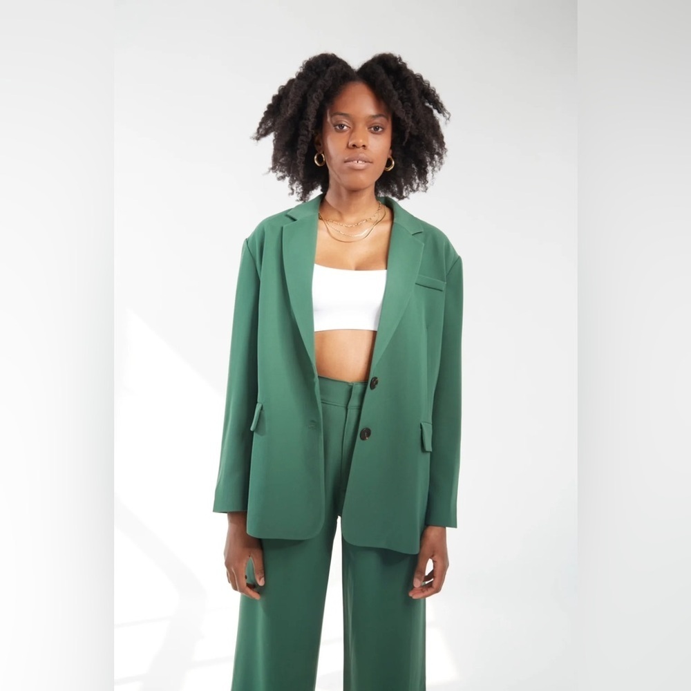 Crescent Oversized Green Blazer